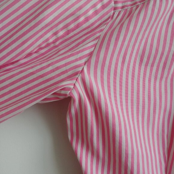 Theory Womens Medium pink white striped button down shirt blouse cotton - Picture 7 of 16